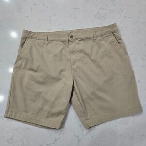 Joe Marlin Mens Relaxed Fit Khaki Chino Shorts Size 40W 9.5L Tan Cotton Blend